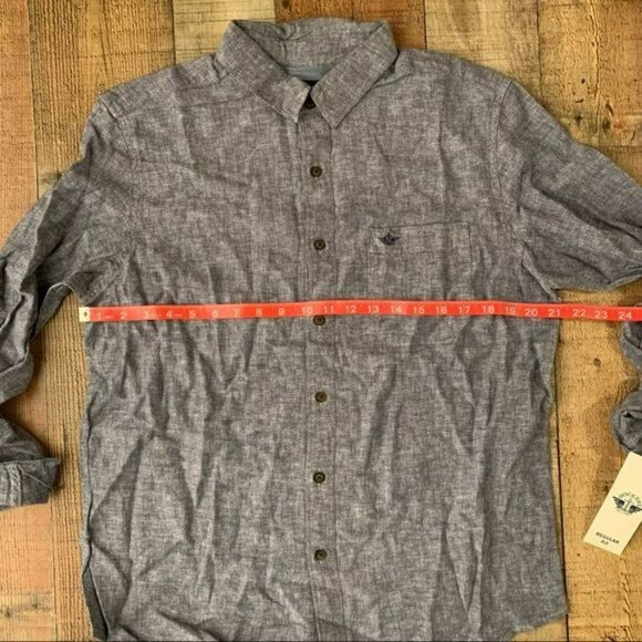 Dockers men’s denim blue long sleeve button up shirt regular fit - M - Picture 2 of 12